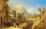 James Webb A Mediterranean Landscape with Villagers painting
